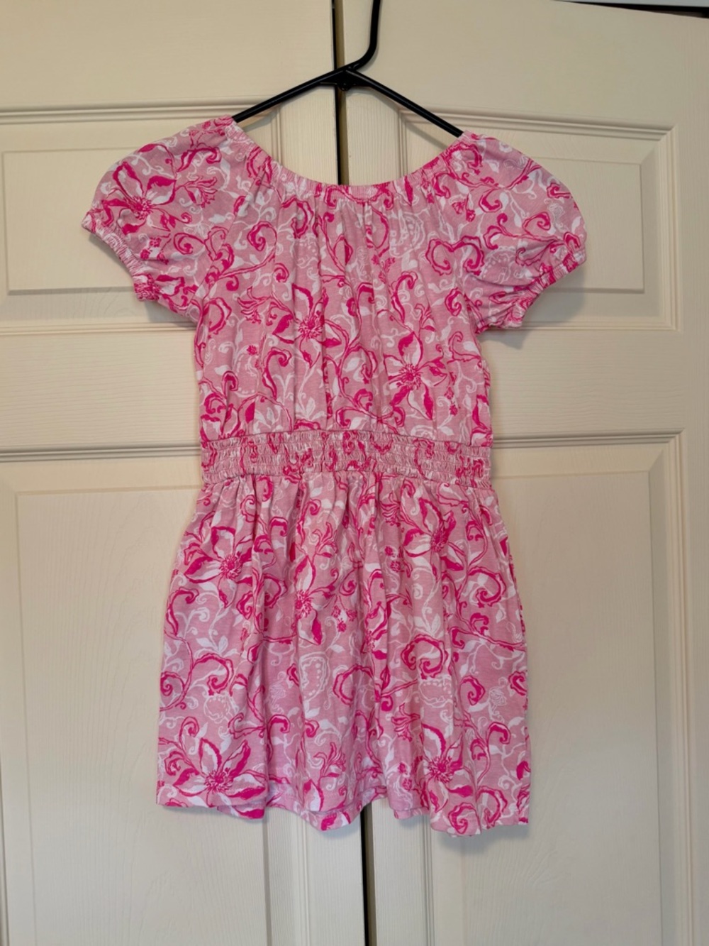 Lilly Pulitzer Pink & White Swirl Smocked Waist Dress